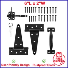 Heavy Duty Gate Hardware Kit,with Self Locking Gate Latch,2 PCS 6inch T-Hinges