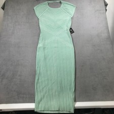 Express Twist Back Bodycon Midi Sweater Dress Womens Large Green Ribbed NEW