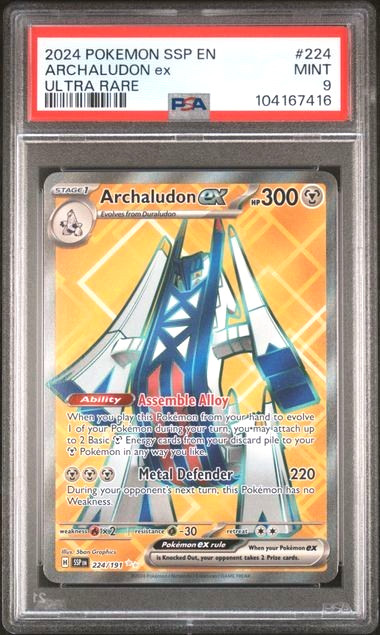 Pokemon Surging Sparks #224 Archaludon EX Ultra Rare PSA 9