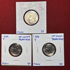 Error Coin Lot (3) 1998 Jefferson . 1990 1997 Roosevelt Off Center Broadstrike