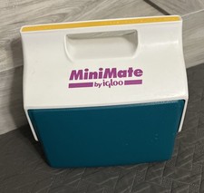 Vintage MiniMate Cooler By Igloo Made In USA Retro Purple Neon Teal Yellow 1995