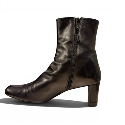 Stuart Weitzman Black Leather Ankle Booties Women display picture 2