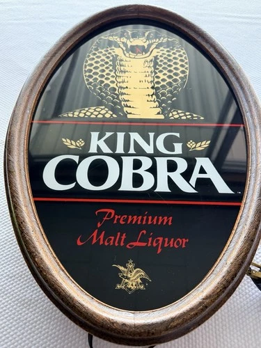 VTG King Cobra Premium Malt Liquor Anheuser Busch Beer Bar Sign Light Up Shimmer