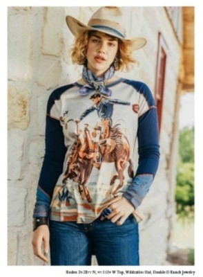 DOUBLE D RANCH Rodeo 29.2877N, 97.1519W Embroidered Top Large