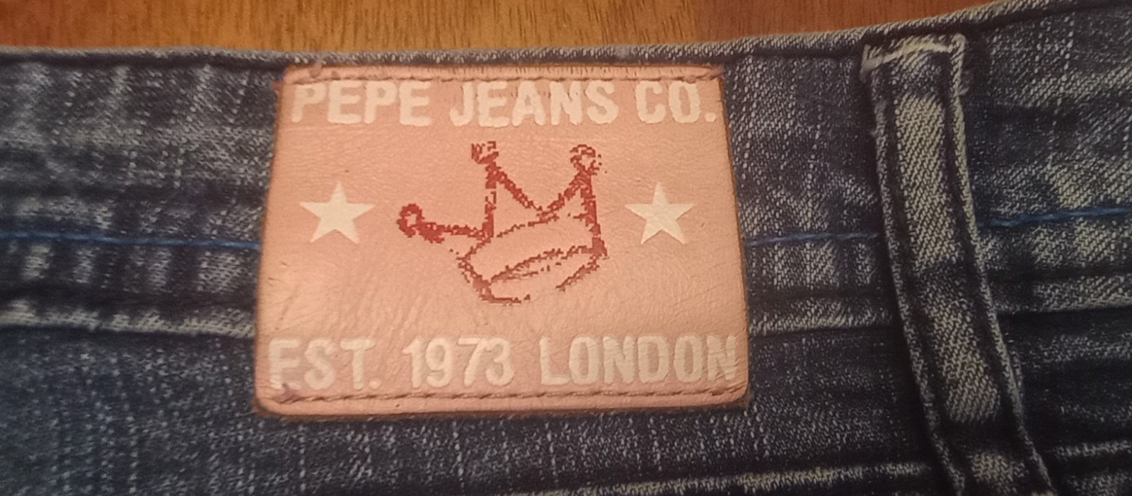 Pepe Jeans London Men's Blue Denim PJL-73 Graphic Spellout Logo Jeans Size 36 image 9