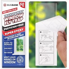 50 Window Fly Traps Sticky Non-Toxic Clear Fl...