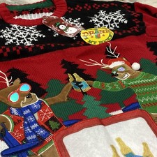 NWT BLIZZARD BAY DRINK IN MY POCKET UGLY CHRISTMAS SWEATER MENS SZ M Reindeer