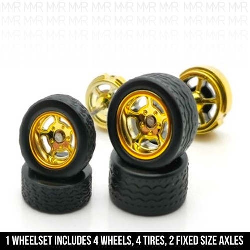 1/64 Scale 5 SPOKE DRAG SKINNY v2 Real Rider Wheels Rims Tires Set for Hot - Picture 6 of 17