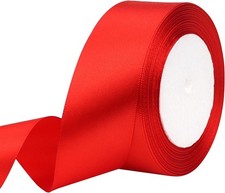 Red Solid Satin Ribbon 1-1/2 Inch 25 Yards Solid Polyester Fabric Ribbon for Gif