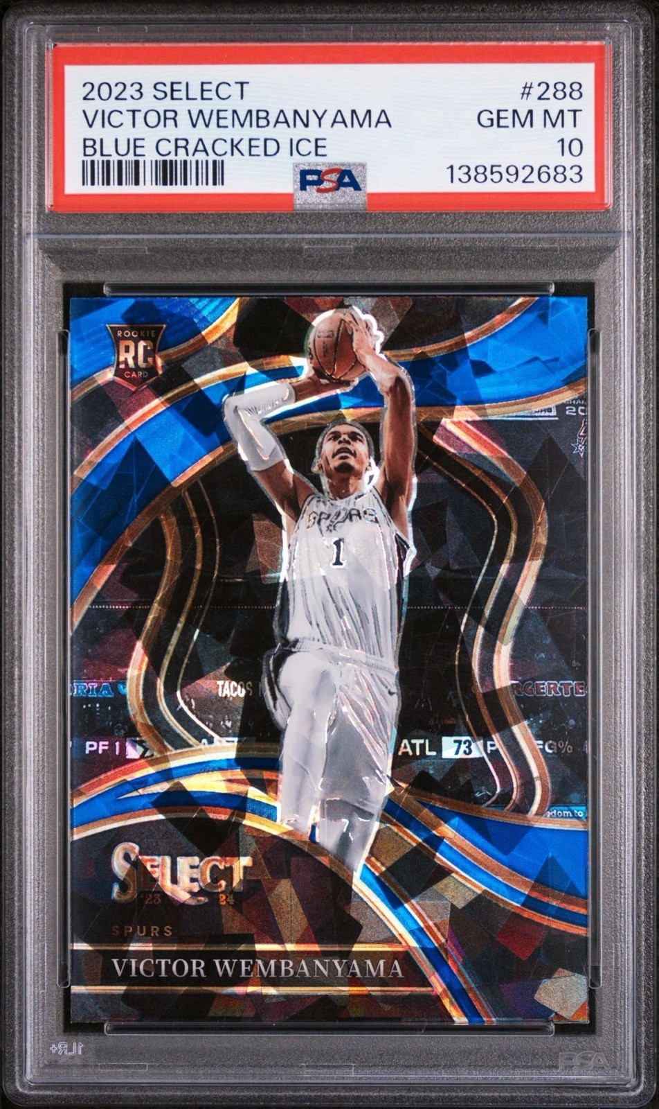2023-24 Select Courtside Victor Wembanyama Blue Cracked Ice #288 PSA 10 ROOKIE