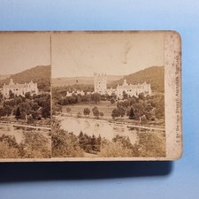 Balmoral Stereoview 3D C1870 Real Photo Scotland Royal Castle Over River View