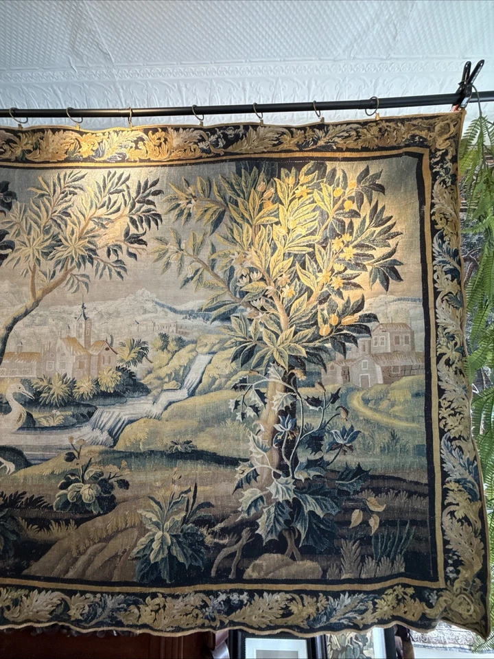 Antique French Verdure Tapestry Style Cotton-Linen NEW Reproduction 100% Natural - Image 2 of 4