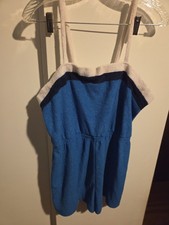 Vintage Blue Vanity Fair Terry Cloth Romper 70s Size Medium