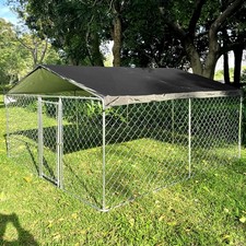 10x10ft Outdoor Dog Kennel Metal Cage w/ Cover Playpen Chicken House