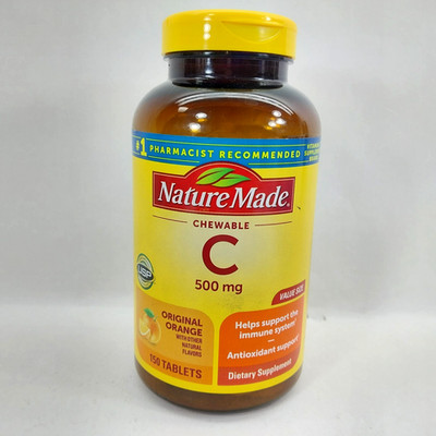 150 TABLETS NATURE MADE CHEWABLE C 500MG CHEW VITAMIN  ORANGE Exp 11/2026
