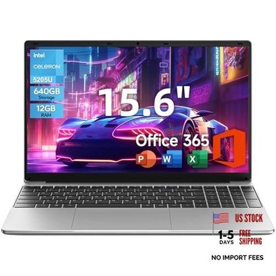 15.6 Inch Windows 11 Laptop, 5205U Processor, 12GB RAM 640GB Pearl Silver