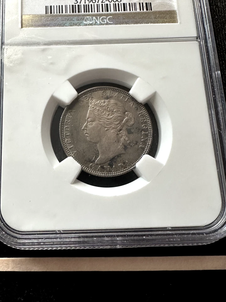 1883H  NGC Graded Canadian  ¢25 Cent, **AU-55** Cert# 008 - Image 2 of 4
