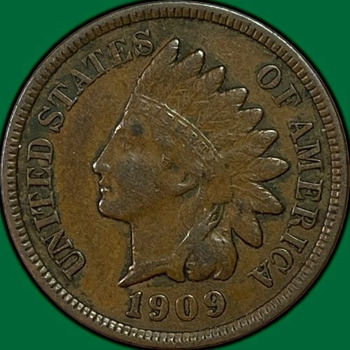 1909 Indian Head Cent Extremely Fine XF Coin #37158