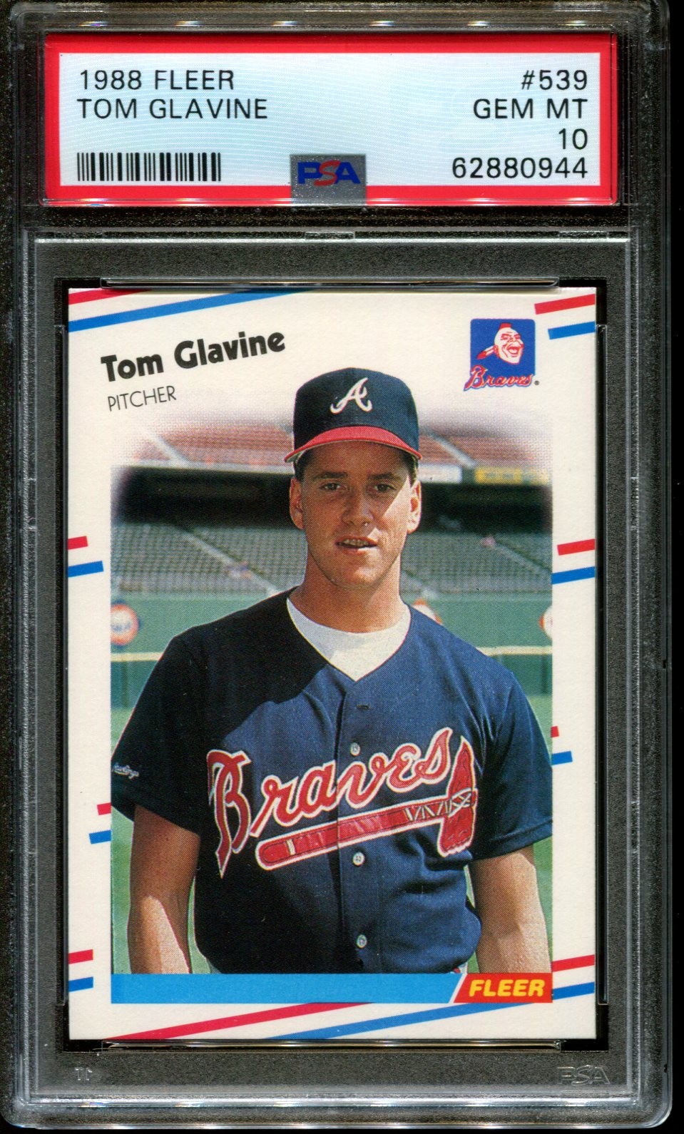1988 FLEER #539 TOM GLAVINE RC BRAVES HOF PSA 10