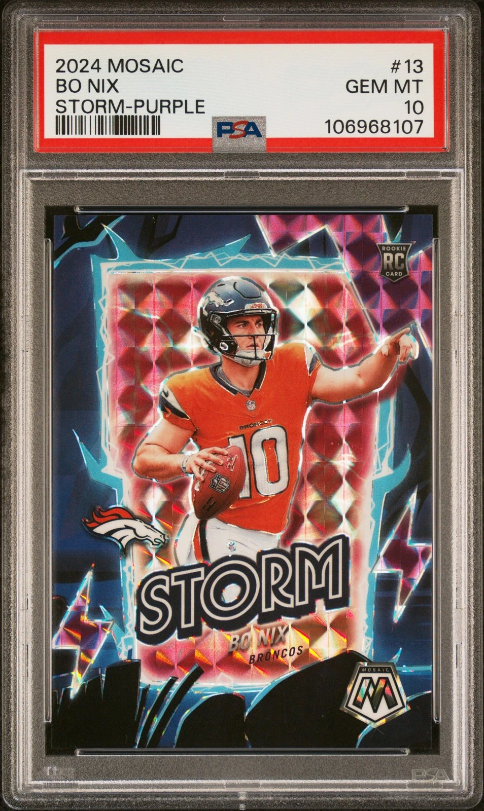 Bo Nix Panini Mosaic Storm #13 Purple