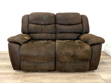 SOFA 2 Seater Dual Manual Recliner Brown Suede Padded Arms FREE DELIVERY