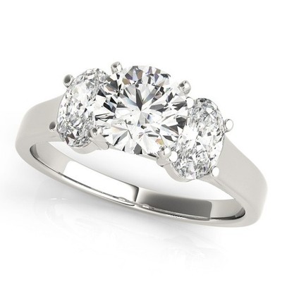 Klassiker! 2 kt DE/VS Lab gezüchteter runder Diamant 3 Steine Verlobungsring in Platin