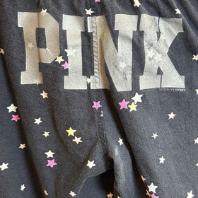 PINK Victoria's Secret Star Print Cotton Knit Pajama Pants Black S/P