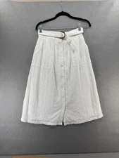 FRNCH Womens Petra Skirt Size S White Button Front Floral Eyelet Cottagecore
