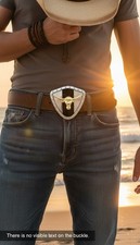 Men Women Silver Metal Western Fashion Buckle Texas Lone Horn Cow Bull Dressy