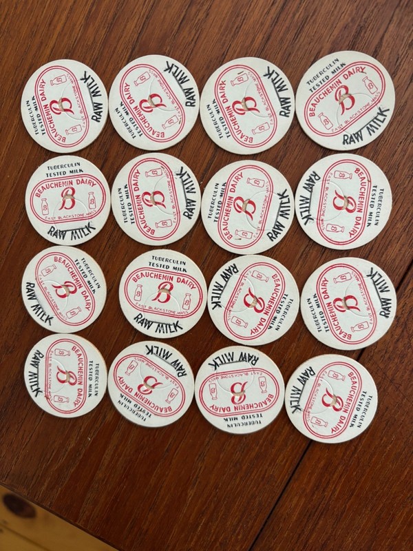 Vintage Cardboard Milk Bottle Caps (16) -Beauchemin Dairy East Blackstone, MA