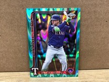 2025 Topps Chrome Joc Pederson 1/1 Green RayWave Refractor Baseball Card