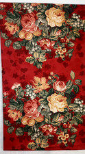 Western Textile Fabric Cotton Damask Floral 2 2/3 Yards X 54" Red Screen Print