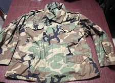 US Army Jacket Mens Large Short Woodland Camo Cold Weather Coat Field Militaria