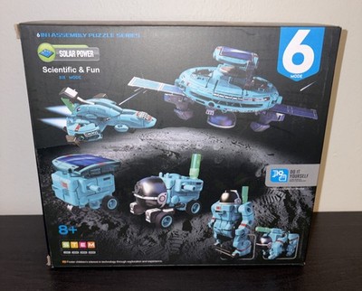 STEM 6 in 1 Solar Rechargeable Space Fleet Robots Learning Kit DIY Science NEW