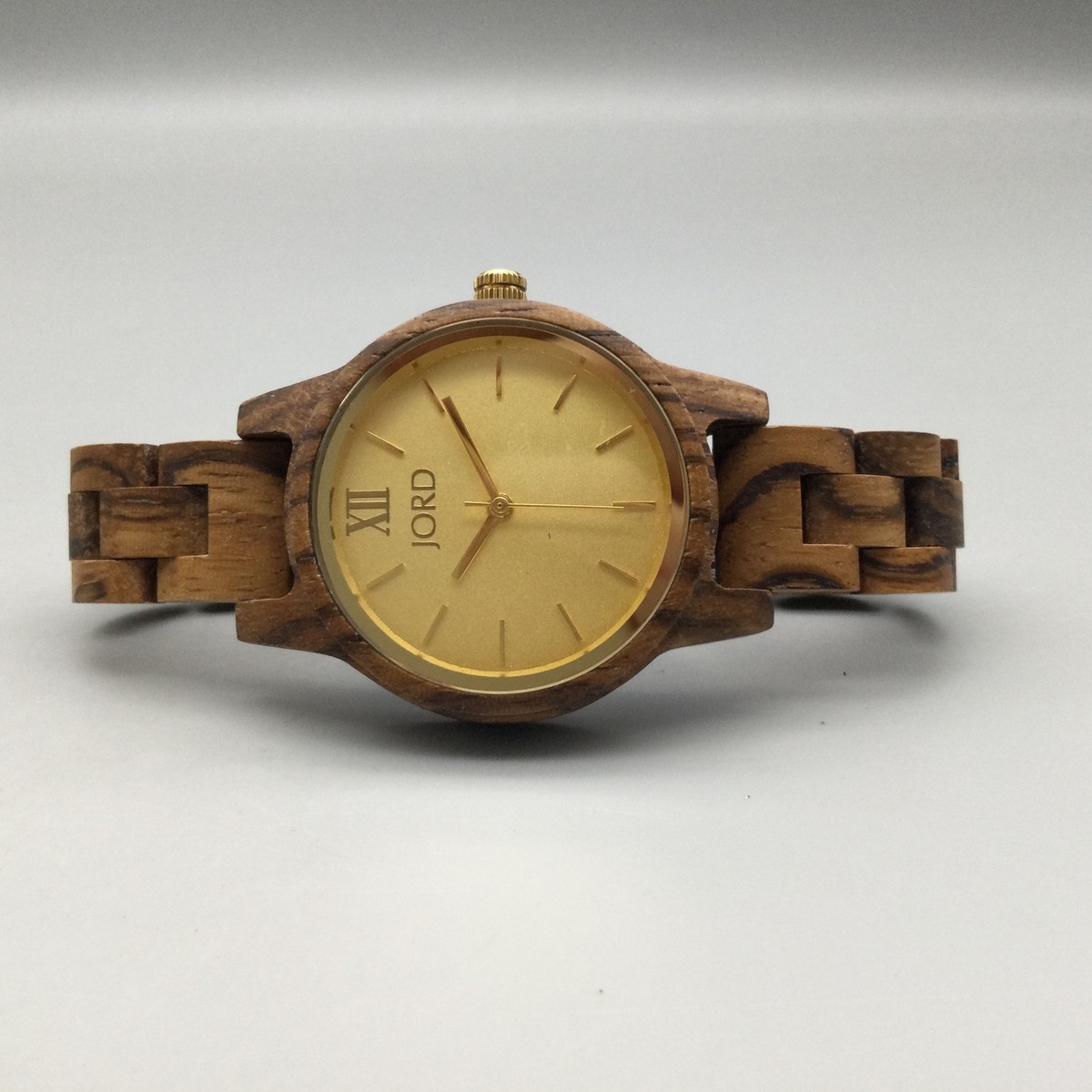 JORD Watch Zebrawood 35mm Mens Womens Gold Tone Wooden Band  display picture 2