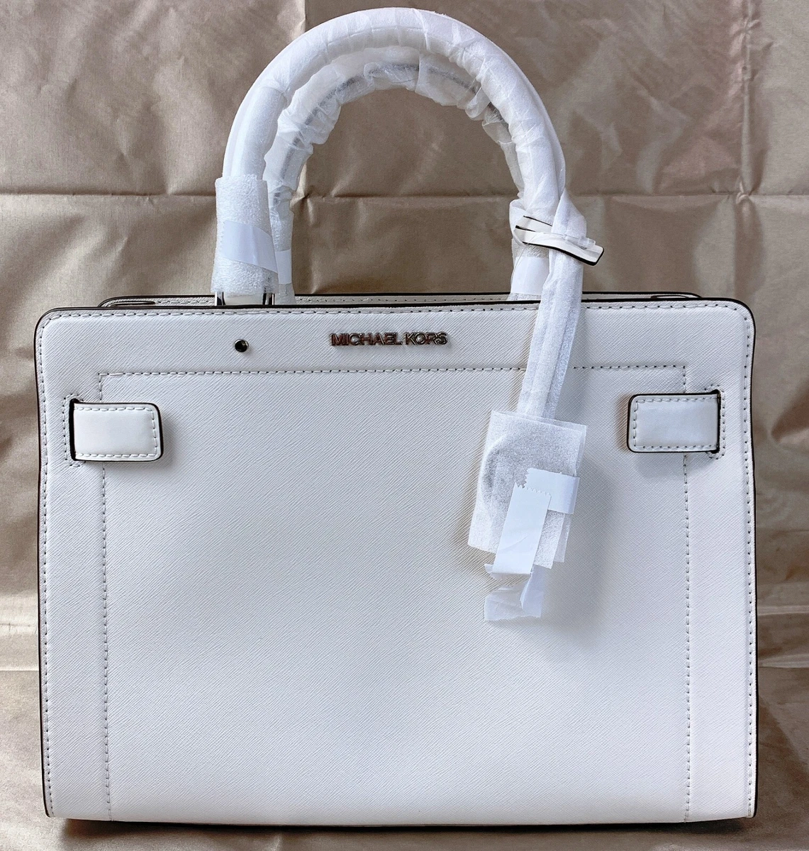 Michael Kors Ava Extra-small Saffiano Leather Crossbody In Optic White