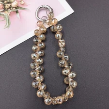 Luxury Ins Strawberry Crystal Beaded Short Wrist Mobile Phone Lanyard Key Chain