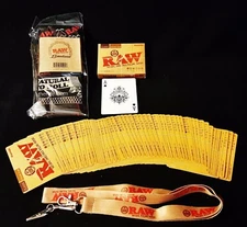 1 Deck Raw Rolling Papers Playing Cards,1 Lanyard Key-Chain & 1 Bandanna