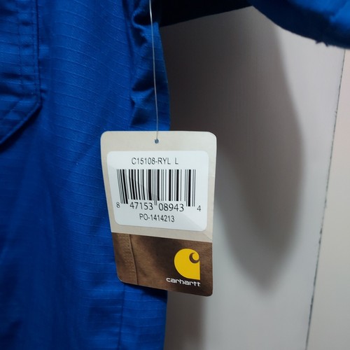 Carhartt Men's Solid Blue Ripstop Utility Scrub Top Size L - Picture 3 of 5