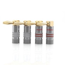 Gold Plated Right Angle Banana Plug HIFI Audio Speaker Cable Connector 4mm Pin