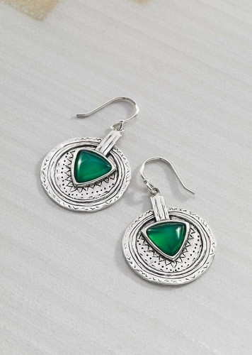 Silpada 925 Sterling Silver Emerald Isle Green Agate Earrings W3286 - Picture 6 of 12