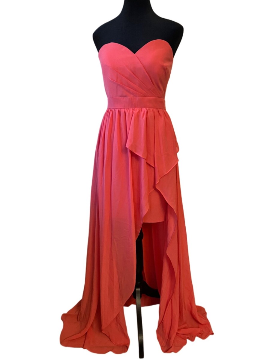 coral color homecoming dress Prom Long Beaded Mesh Mermaid Dress