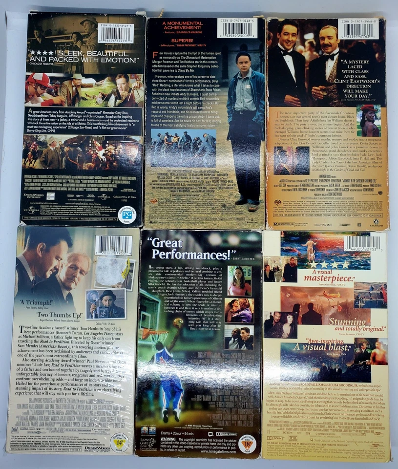 Vintage LOT of 6 VHS Seabiscuit Shawshank Redemption "O" What Dreams May Come 🍿 - Image 4 of 4