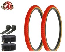 Alta Bicycle 26 X 1.75 Red Gum Comp Iii Freestyle Bmx Tires Bikes 6pc Set.