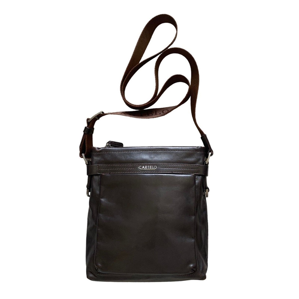 Cartello Messenger Bag Brown Leather Unisex Cross Body Cartello Messenger Bag Brown Leather Unisex Cross Body