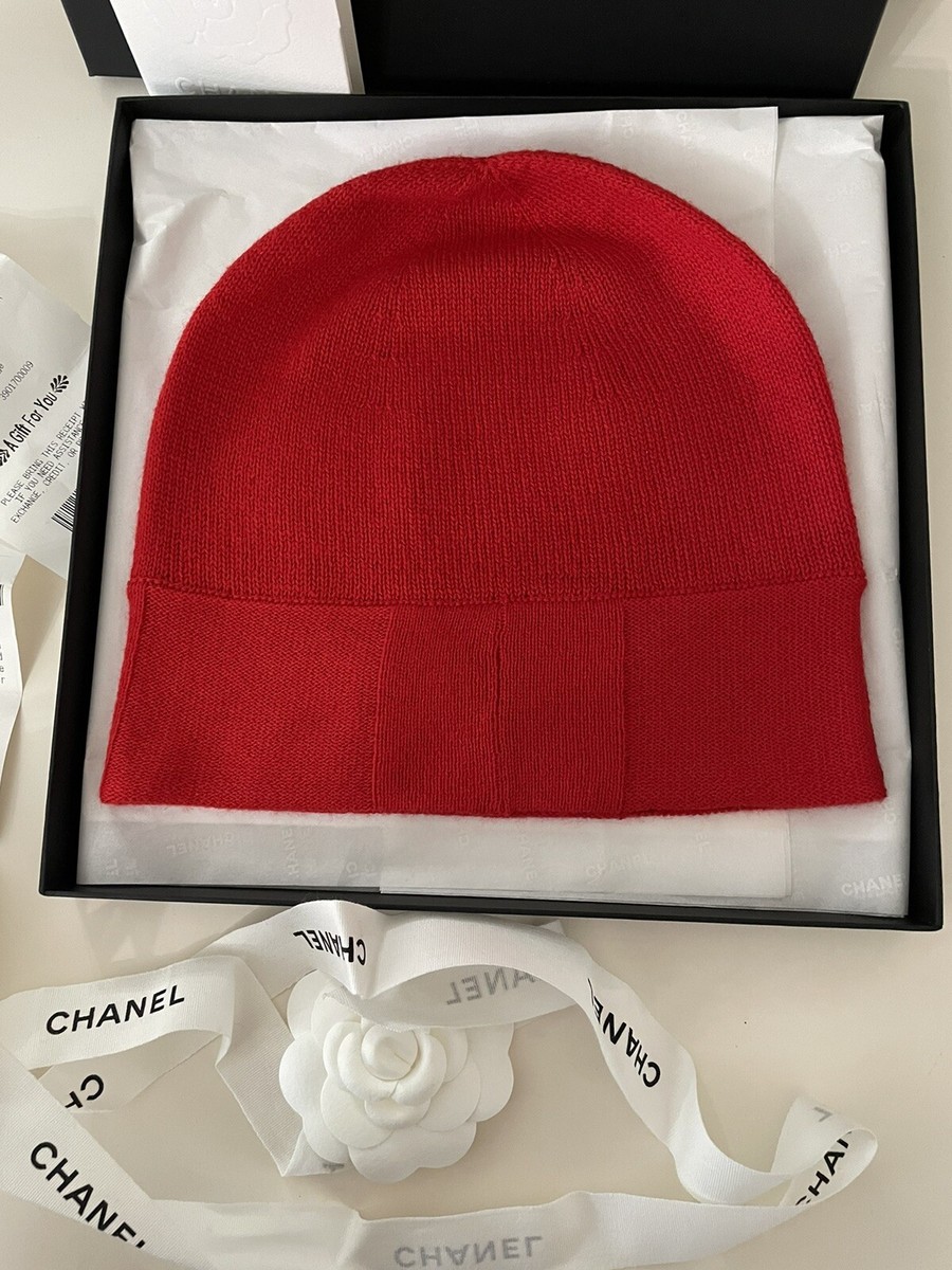 Auth. Chanel Red Cashmere Cotton Beanie Hat | eBay Auth. Chanel Red Cashmere Cotton Beanie Hat | eBay