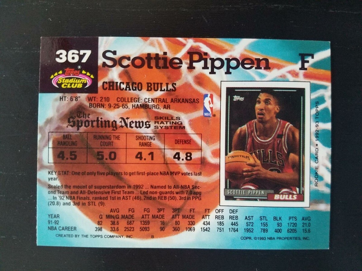 1992-93 Topps Stadium Club #367 SCOTTIE PIPPEN Chicago Bulls *JY26