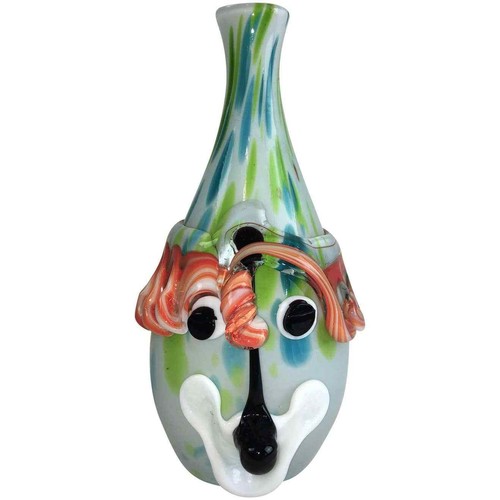 1980s Italian Murano Mario Badioli Style Picasso Abstract Art Glass Vase