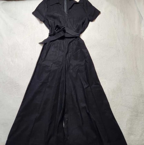 New women's 14 Maeve x Anthropologie The Colette wrap jumpsuit in black - Picture 4 of 12