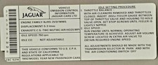 Jaguar  1992 Underhood Emission Sticker. Jaguar V12 XJS   NEW EBC-5214
